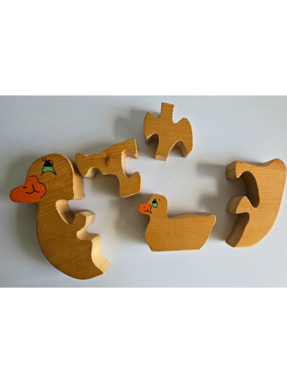 VTG Wood Duck & Duckling Puzzle Statue Figurine Art Wooden Toy Shelf Sitter - Picture 8 of 11